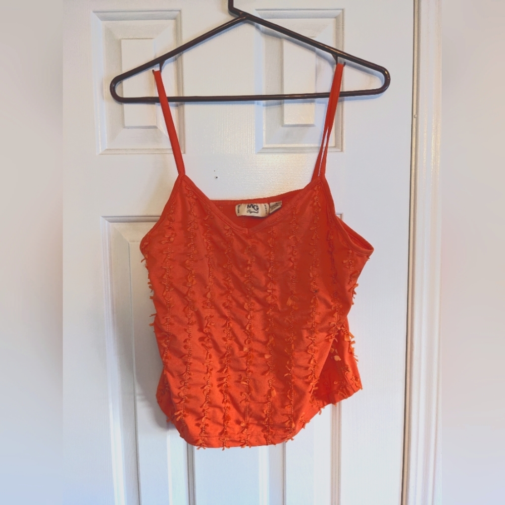 Vintage 90s orange tank top with little bows all over